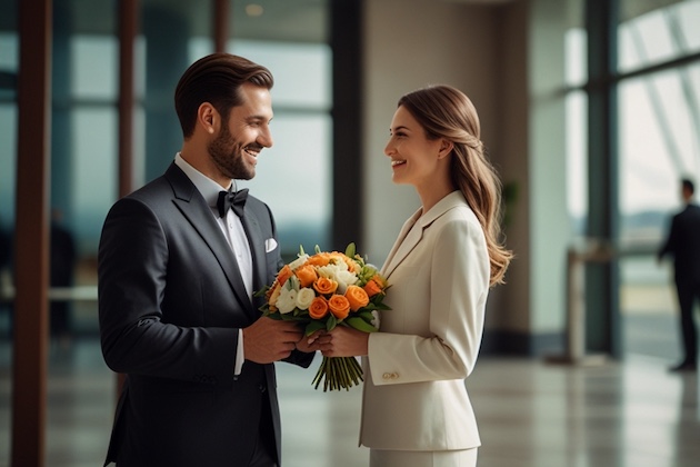 Встреча с цветами или бокалом игристого